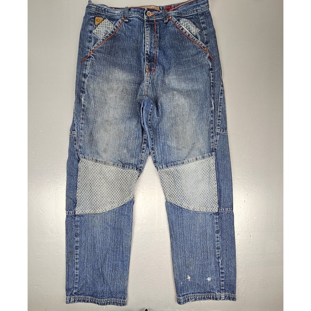 Akademiks Jeans Mens 36x32‎ Vintage Baggy Patchwork Distressed Hip-Hop Y2k Denim